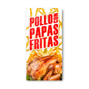 Pendón Publicitario Colgante Pollo Asado con papas fritas