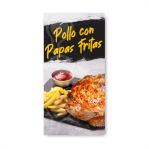 Pendón Publicitario Colgante Pollo Asado con papas fritas