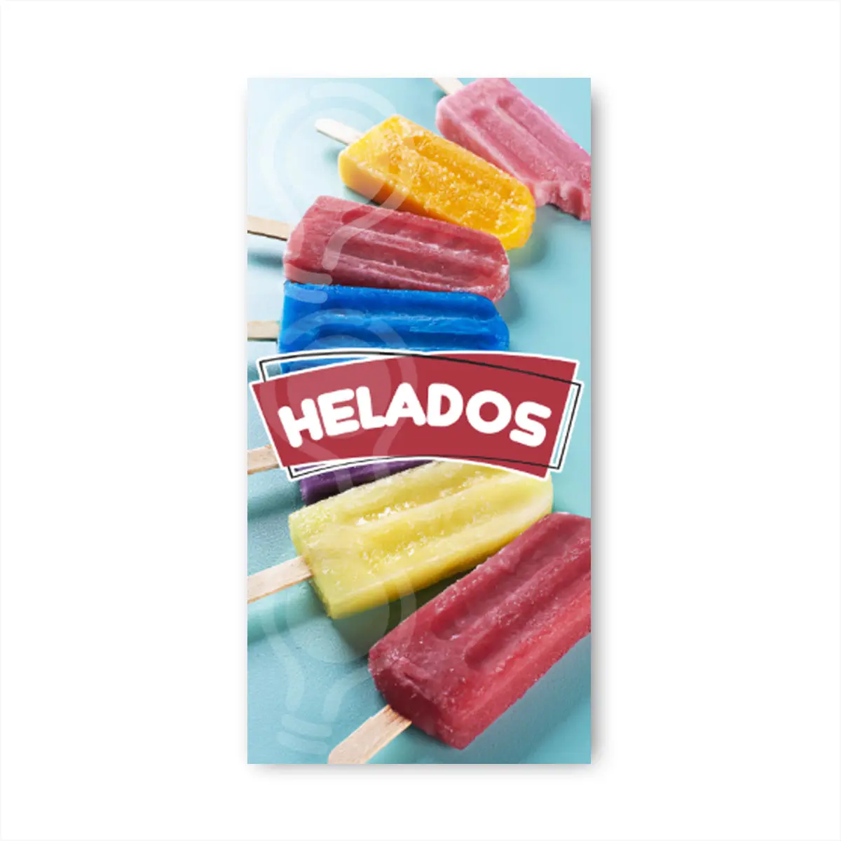 Pendon Publicitario colgante para la venta de Helados Paleta