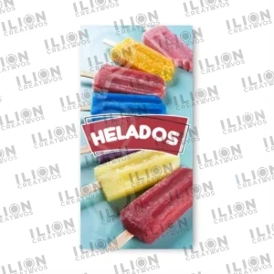 Pendon Publicitario colgante para la venta de Helados Paleta