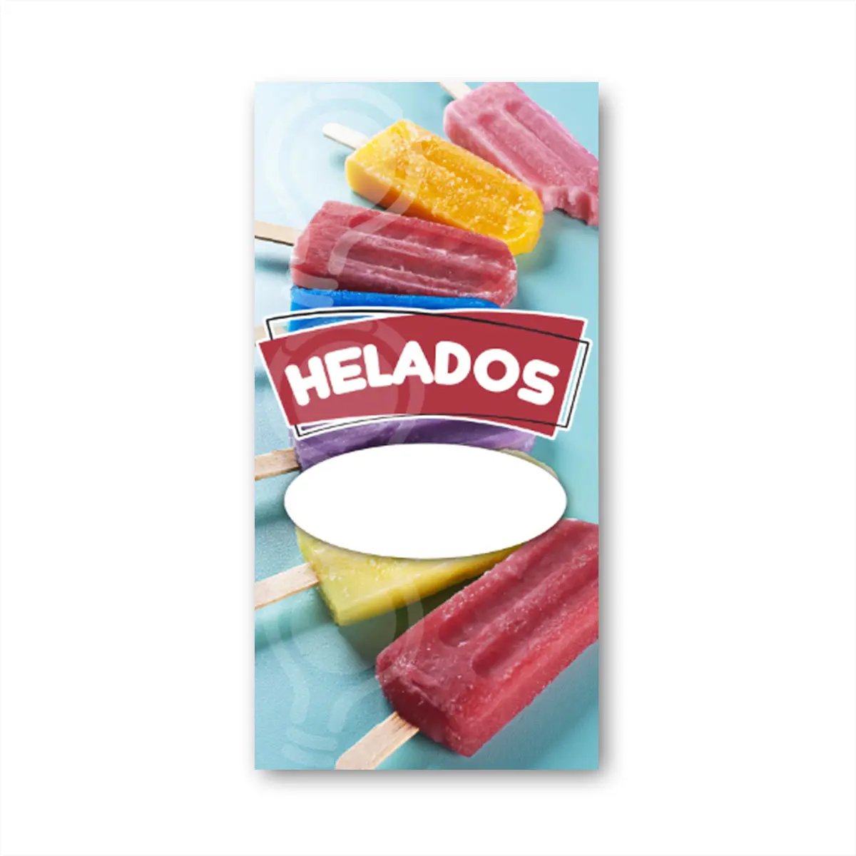 Pendon Publicitario colgante para la venta de Helados Paleta