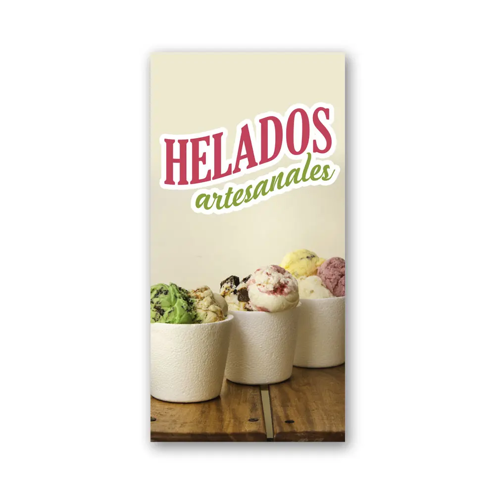 Pendón Publicitario Colgante Helado Artesanal