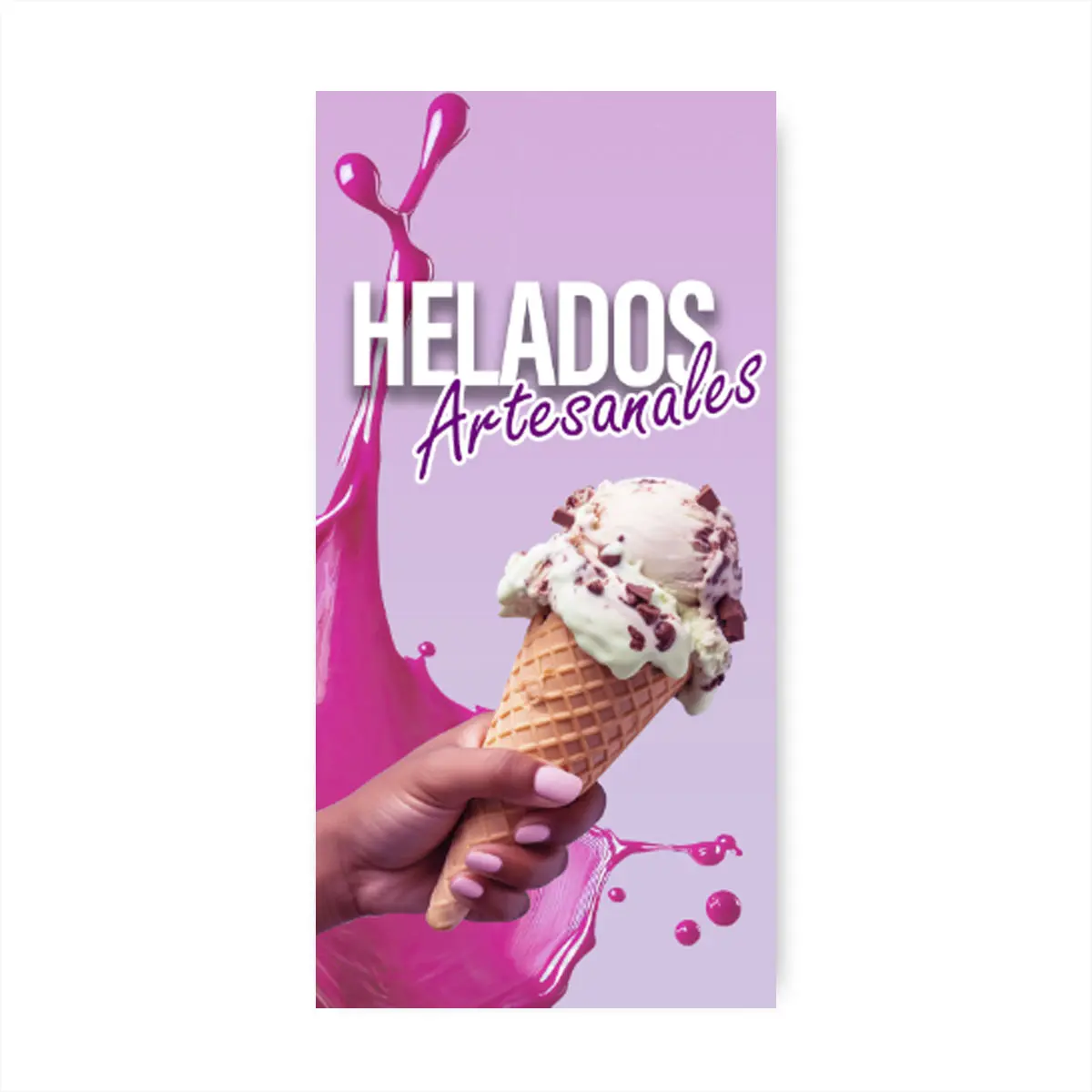 Pendón Publicitario Colgante Helado Artesanal