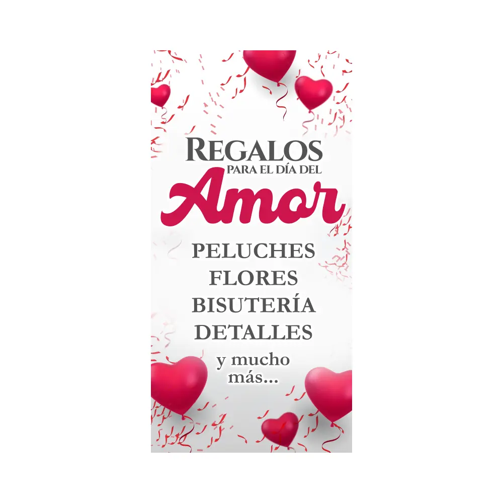 Pendon Publicitario colgante para la venta de Regalos en San Valentín