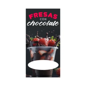 Pendon Publicitario colgante para la venta de Frutilla con chocolate