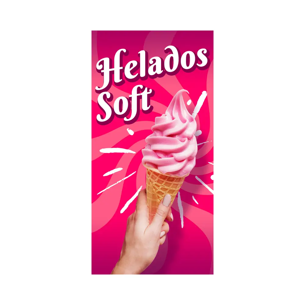 Pendon Publicitario colgante para la venta de Helados Soft